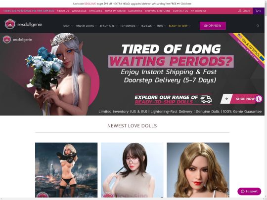 SexDollGenie anmeldelse, et nettsted som er en av mange populære Sex Doll Shops