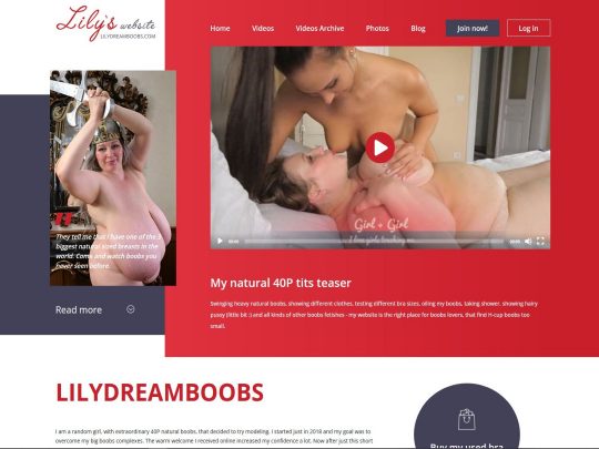 Bài đánh giá về Lily Dream Boobs, một trang web là một trong nhiều Trang web Khiêu dâm BBW phổ biến