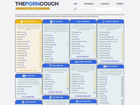 Review ThePornCouch, situs sing dadi salah sawijining Direktori Porno sing populer