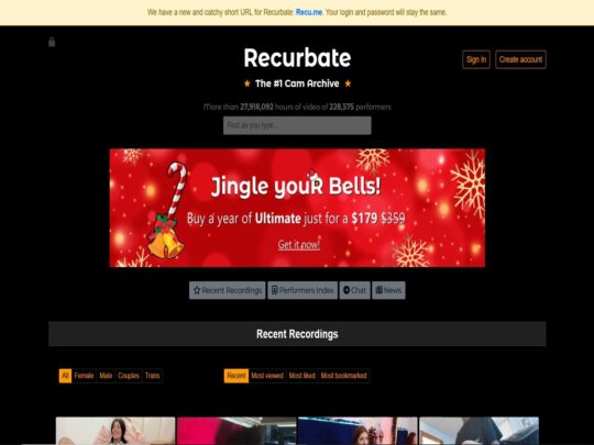 Recurbate review, a site that is one of many popular Live Cam Sites