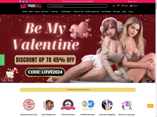 YourDoll en sexdukkebutik, hvor du kan finde kvalitetsdukker, få dukker med tilføjelser. Deres kundeservice er også fremragende.