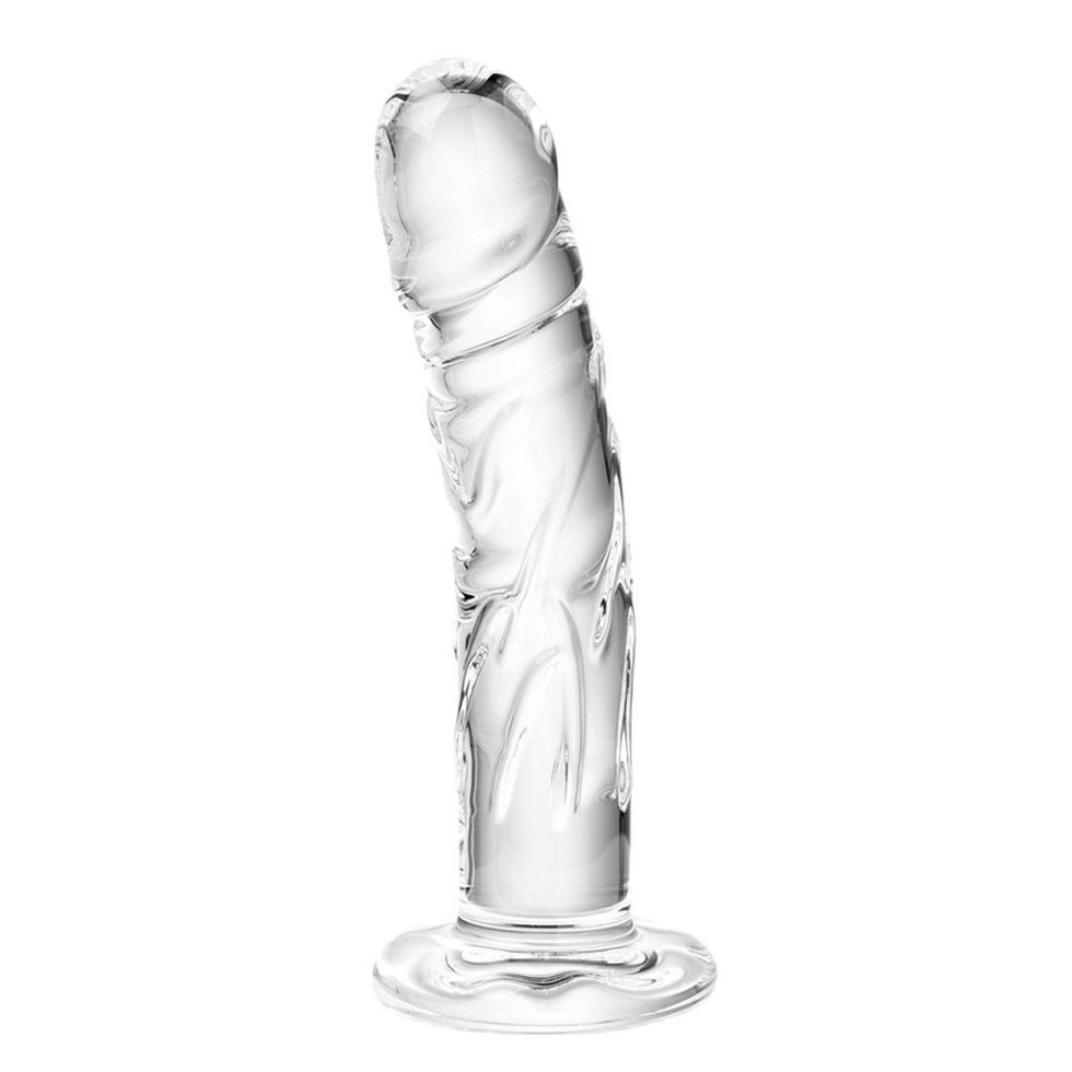 Fängslande grå ådrad glasdildo: Ett vackert val för att njuta av sensuella nöjen.