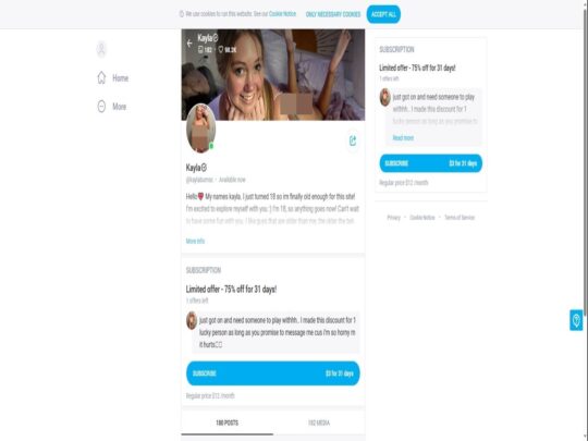 Kayla értékelés, egy oldal, ami az egyik népszerű prémium Onlyfans fiók