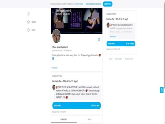 Thicc Asian Baddie ismertető, egy oldal, ami az egyik népszerű prémium Onlyfans fiók