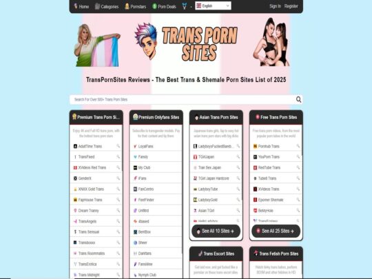 TransPornSites recensie, een site die een van de vele populaire Trans-pornosites is