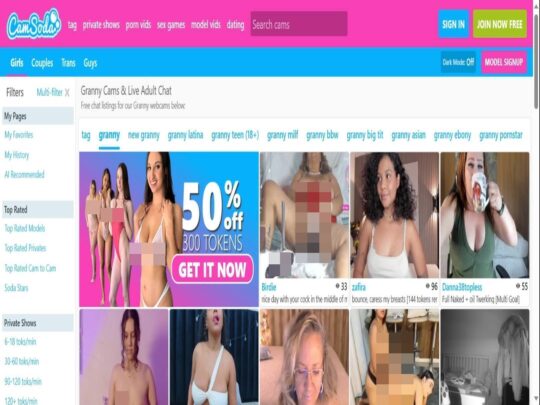 CamSoda Granny review, a site that is one of many popular Live Granny Sex Cams