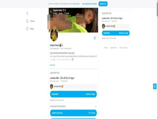 Kajian Sophia Reed, tapak yang merupakan salah satu daripada banyak Akaun Peminat Sahaja Premium yang popular