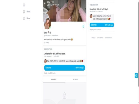 Sofia Collins értékelése, egy oldal, ami az egyik népszerű prémium Onlyfans fiók