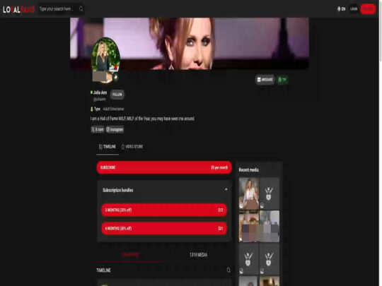 Julia Ann LoyalFans review, a site that is one of many popular Top LoyalFans Models